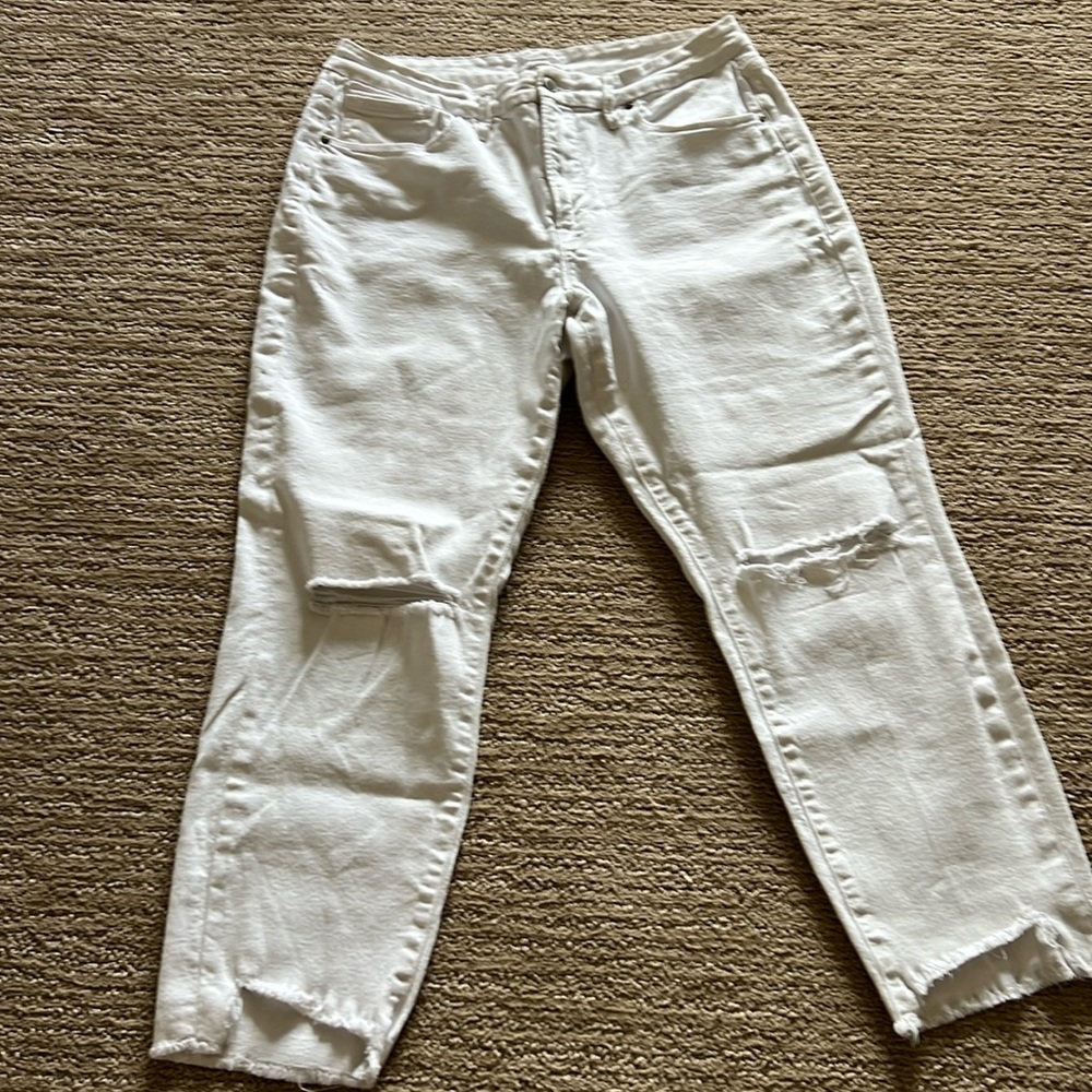 Good American Jeans - White - 14/32 - Distressed Ankle